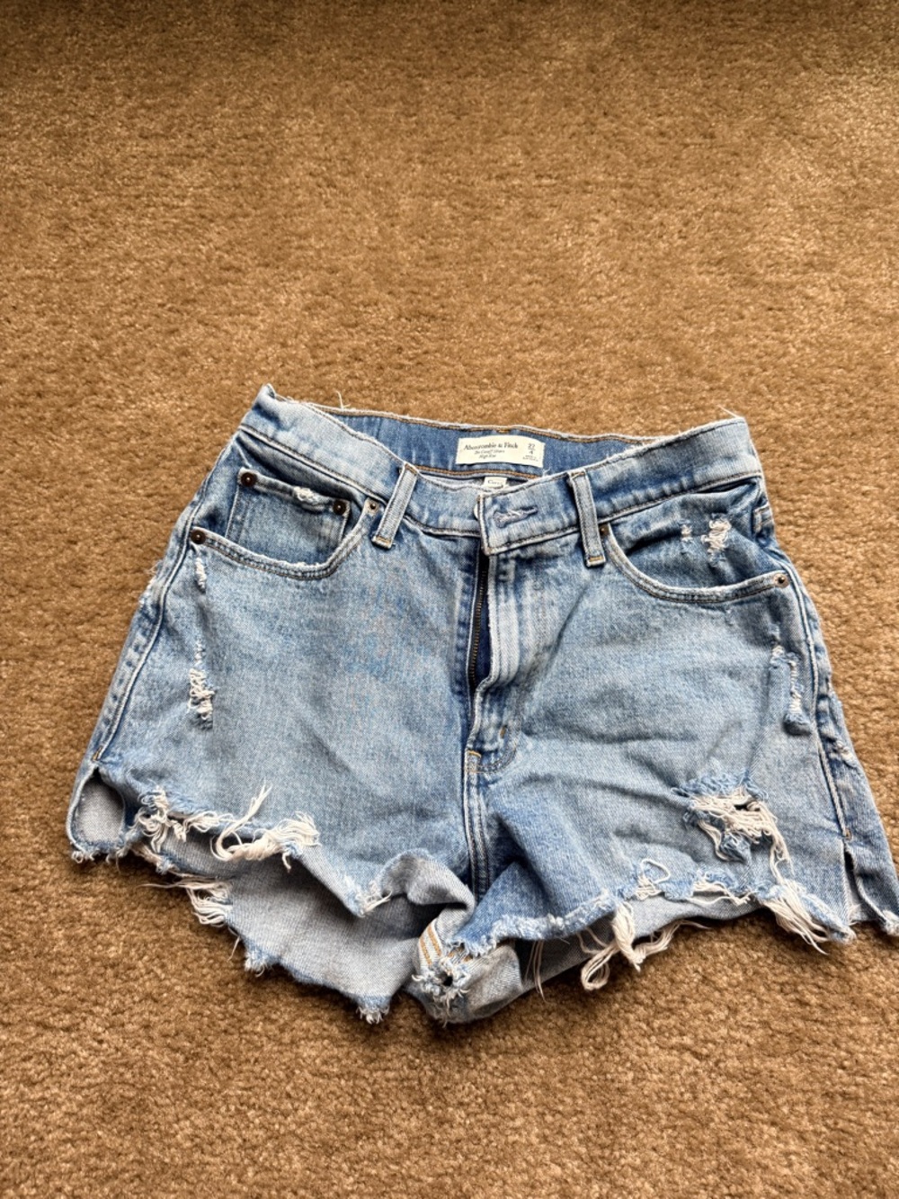 Abercrombie & Fitch Light Blue Distr Denim High-Waist curve love Women’s Shorts